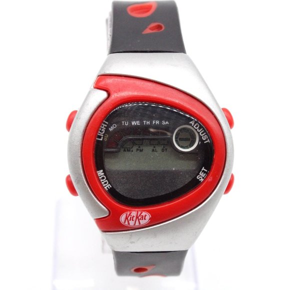 Vintage Kit Kat Digital Watch Mens Gray Stainless Steel Retro Alarm Rare 90's - Picture 2 of 9